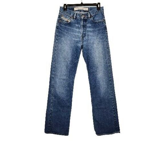 Vtg Diesel Jeans Womens 28 Blue Denim Faded Y2k Mid Rise‎ 90s Flared Distressed - Picture 1 of 15